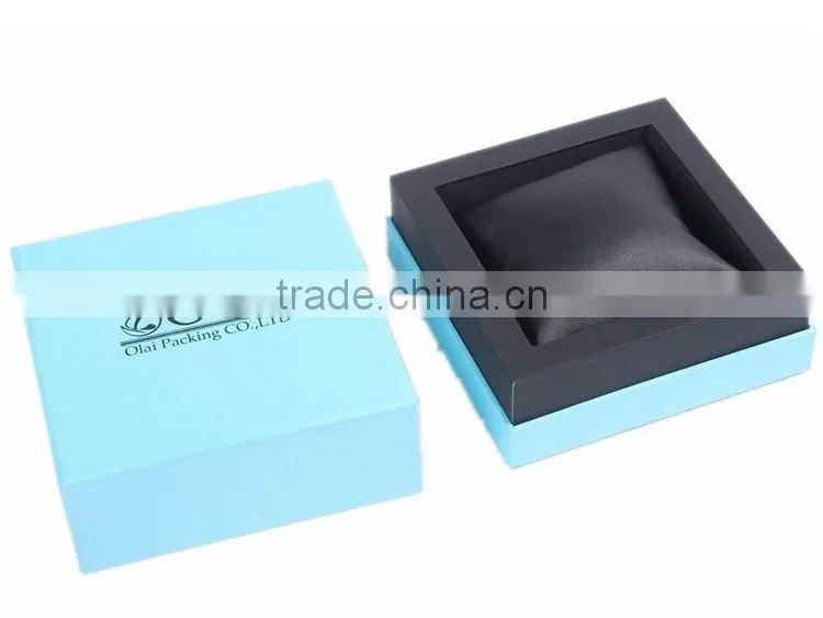 Color customized paper watch box with black pillow, Special Design Paper Card Board Box Wholesales Cheap Watch Gift Box
