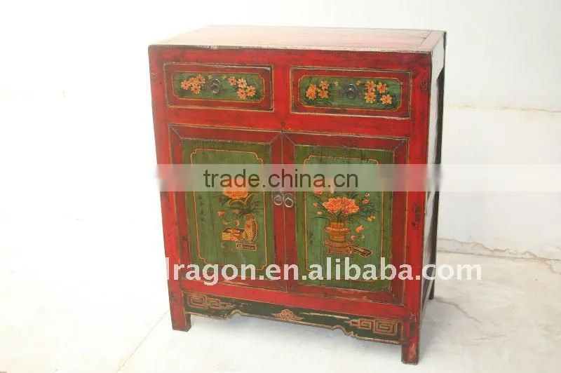 Chinese Antique Hand-painting Two Door Two Drawer Cabinet 85*49*99cm