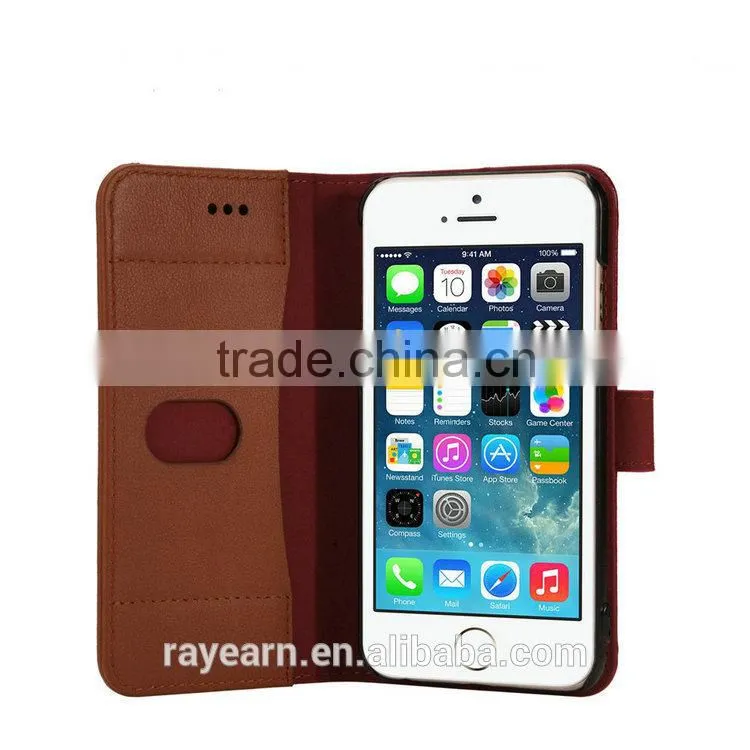 Flip cover leather case compatible with all brands smartphone for apple iPhone with button close