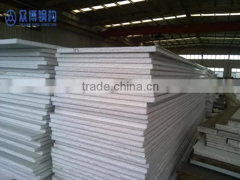 EPS/rock wool/glasswool/ pu polyurethane fireproofing sandwich panel