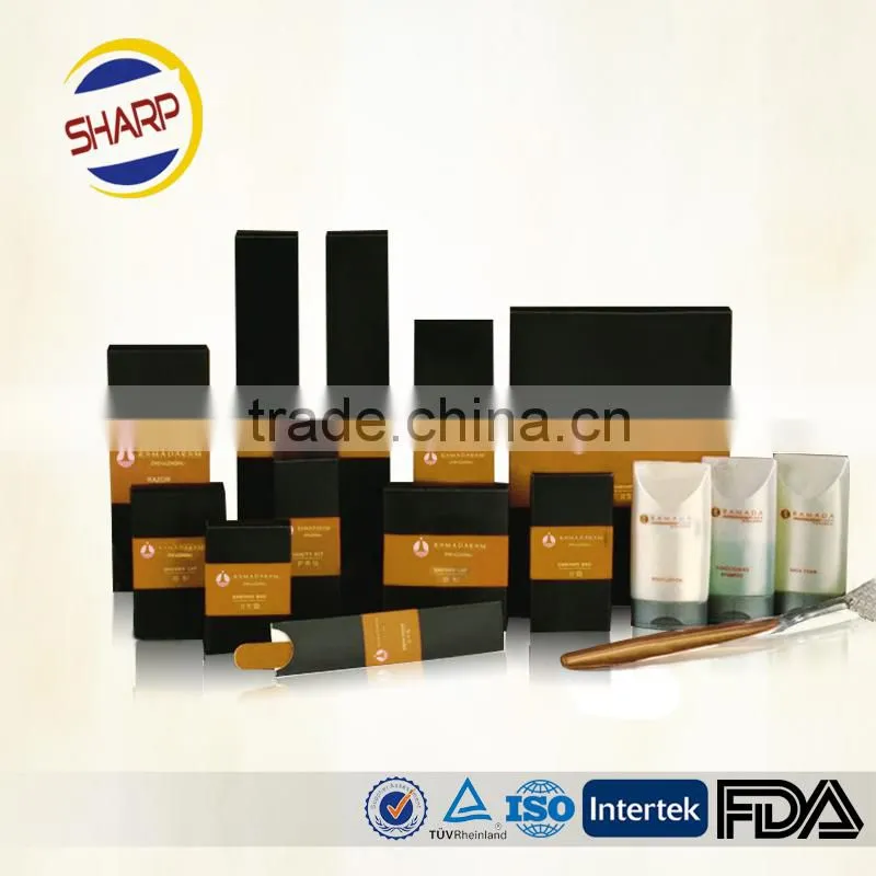 Eco-friendly hotel amenity kit packed in plastic bag/paper box