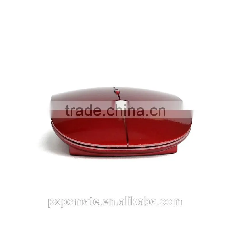 Glossy surface flat coreless mice with mini receiver 2.4G wireless mouse for Macbook