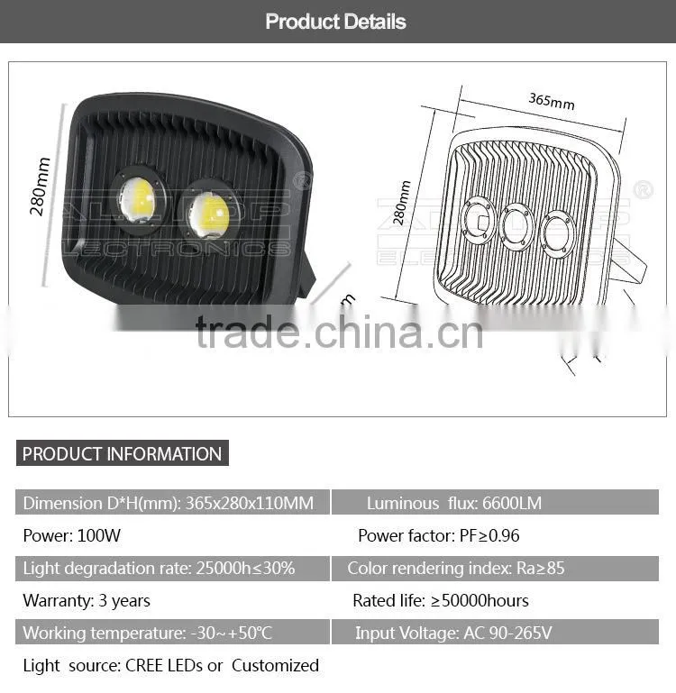 High qulity waterproof outdoor 100w 10000 lumens led floodlight