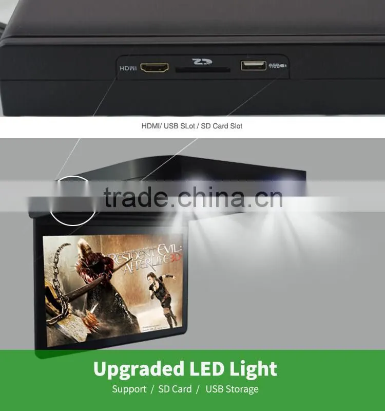 13.3inch car roof mount dvd player car tft lcd roof mounted monitor tv usb