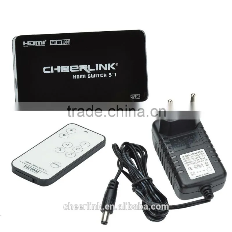 5x1 hdmi switch 501 hdmi v1.3a with full hd 1080p and 3d / remote control -black