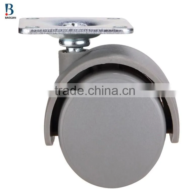 2015 discount low profile 1.5-inch grey heavy-duty nylon plastic plate double swivel casters for suitcase