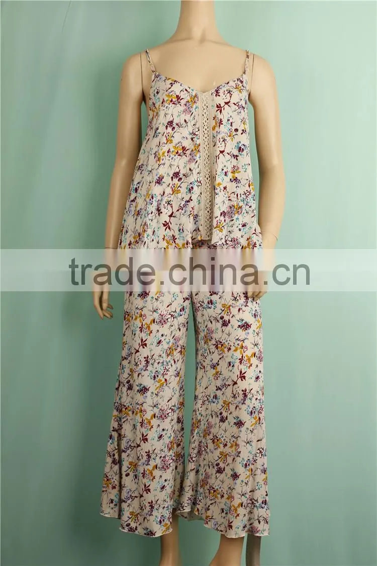 2016 S/S new design tank top with long pants woman suit