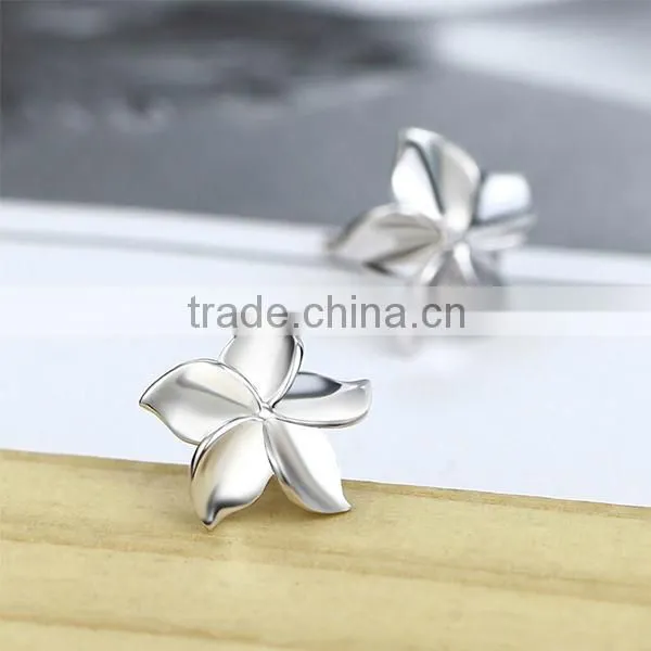 Wholesale rhodium plated 925 sterling silver gemstone flower earring