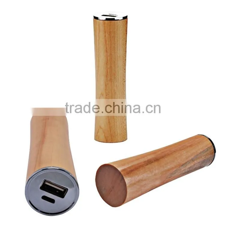 China supplier Li-polymer battery wooden power bank 2200mah lip stick power bank