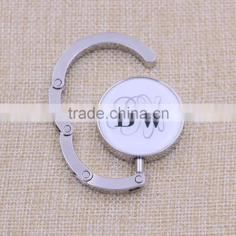 Foldable metal purse hanger/round purse hook with Logo wholesale