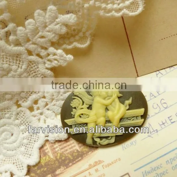 Hot sale flat back resin cameo, resin cameo for wedding decoration