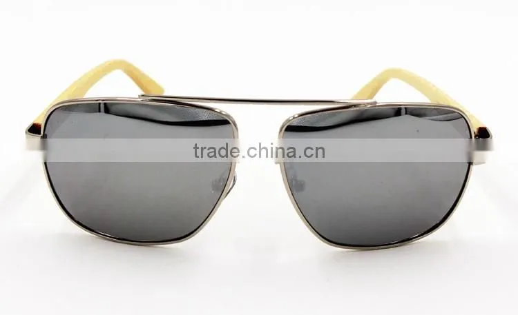 fashionable bamboo arms metal frame aviator sunglasses sport sunglasses