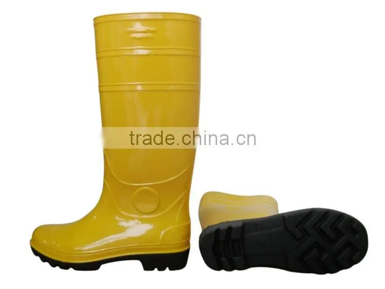 yellow pvc rain shoes without steel toe,wellington boots,rain shoes