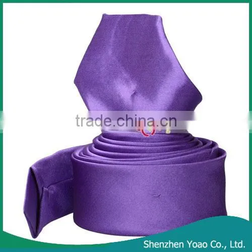 5 * 145cm Delicate Pure Color Ties Silk Dark Purple