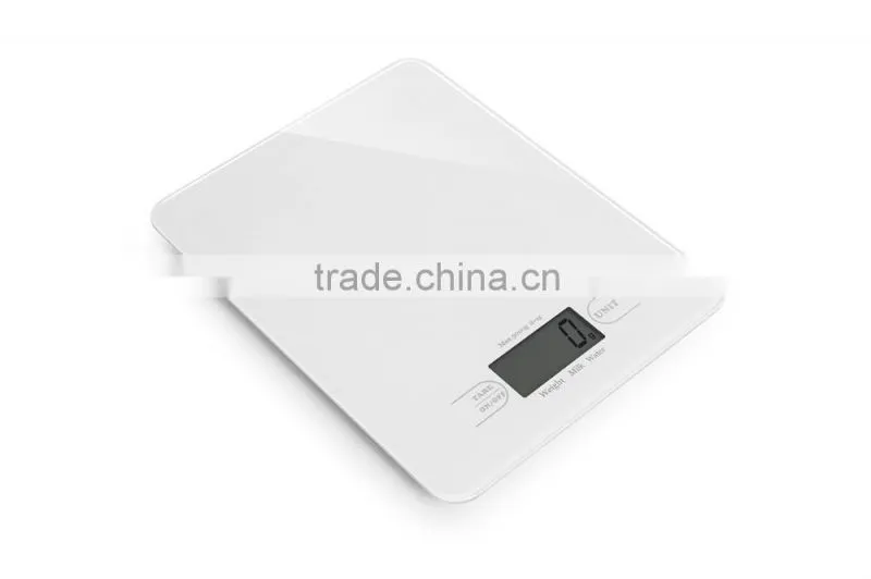 Digital Kitchen Scale, 3mm Tempered Safety Glass Platform, 1g/0.1oz Graduation, 5kg Capacity