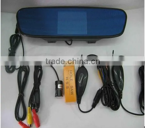 12voltage waterproof sensor car rearview ccd camera 4.3 inch TFT rear view mirror display wireless car parking assistance system
