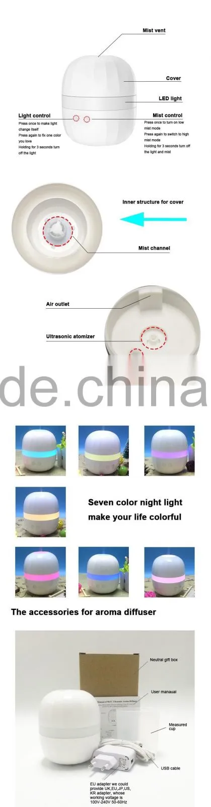 Portable Mini Humidifier 100 ml For Home Use 7 Colors Light Aroma Diffuser