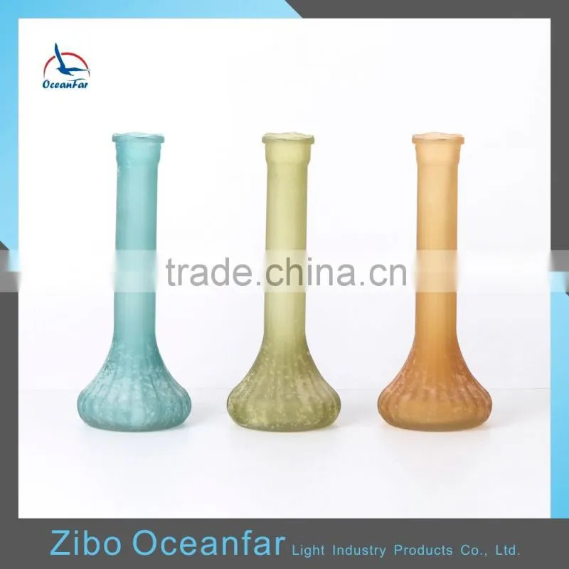 Good Quality Antique Long Neck Glass Vase Frosted Coloured Glass Vase