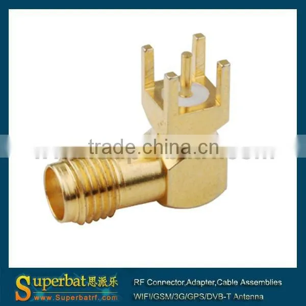 SMA thru hole Jack right angle PCB Mount Medium version sma rf coaxial pcb connector