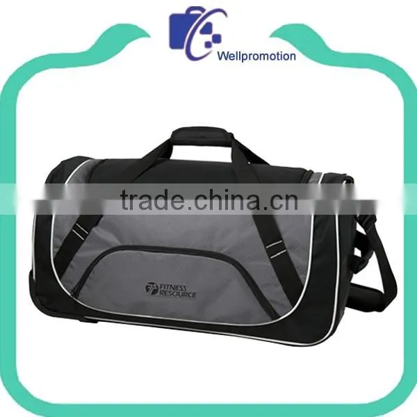 Cheap nylon material travel trolley bag with two wheels