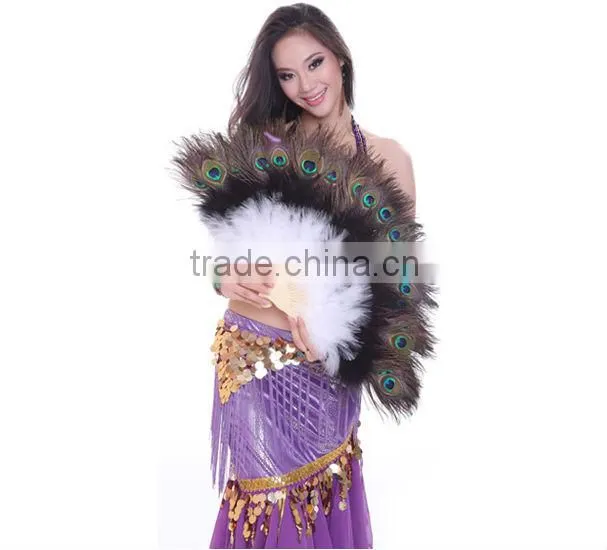 Nice Belly Dance Ostrich Feather Fan , Feather Fans for Dance