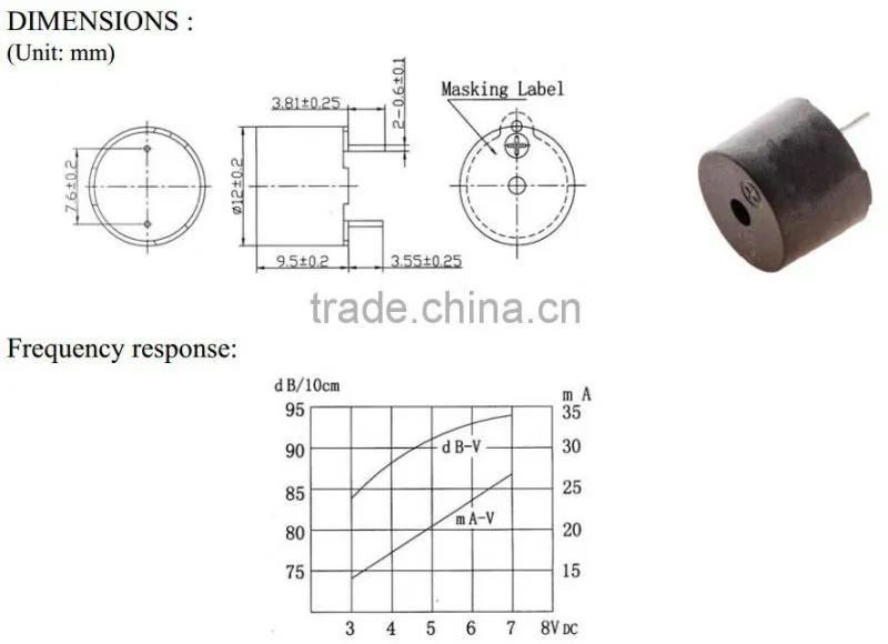 FB-60SP05HT magnetic buzzer, piezoelectric buzzer, piezo transducer (FBELE)