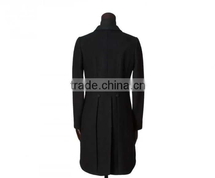 2015 new style 100% cashmere black coat custom made women clothing manufacturers overseas