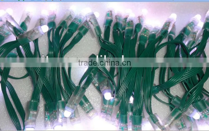 GREEN wire IP68 DC12V input 12mm through-hole LED RGB dump node;100pcs a string