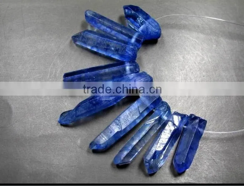 CHARMING BLUE AURA QUARTZ CRYSTAL POINT FOR NECKLACE Wolesale