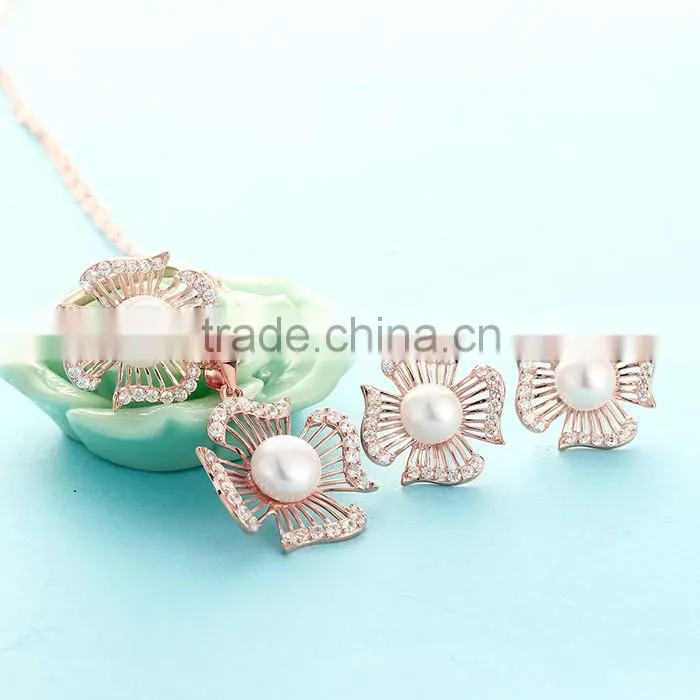Pearl Jewelry Rose Gold Plated Earring for Women Daily Wear SEK004R