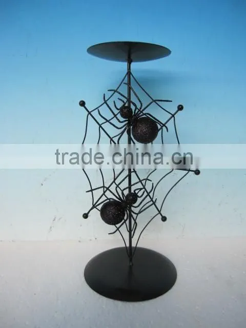 metal halloween spider with glitter for halloween decoration