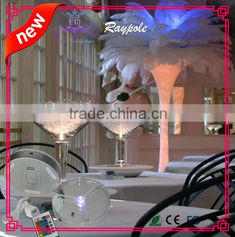 Rechargeable multi-color led centerpiece light base 6 inch led vase lighting base for wedding/ party decoration