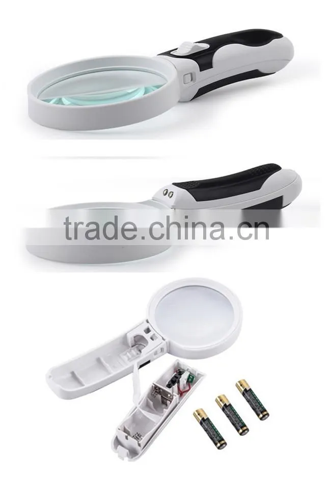 BIJIA Handheld LED Magnifier Set with 3 Detachable Glass Lenses