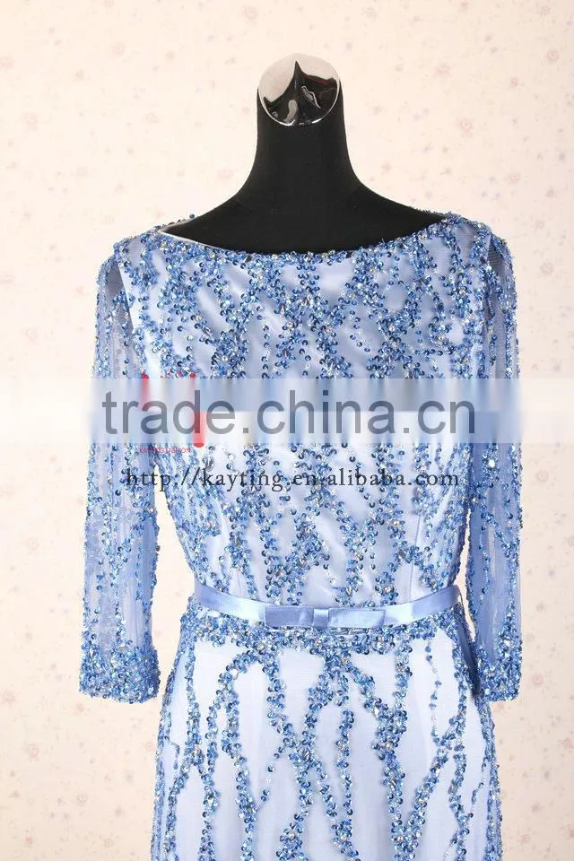 Marvelous Newest Sequins Beaded Long Sleeve Guangzhou Muslim Wedding Dress
