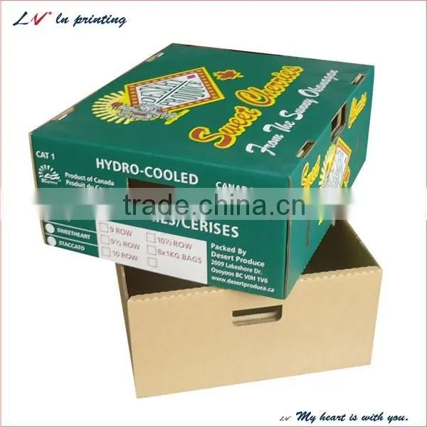 high quality custom elegant and portable type corrigated cardboard fruit box made in shanghai