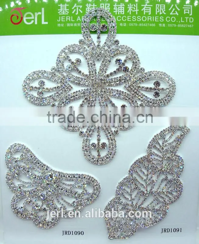 Wholesale bridal beaded crystal rhinestone appliques for dresses