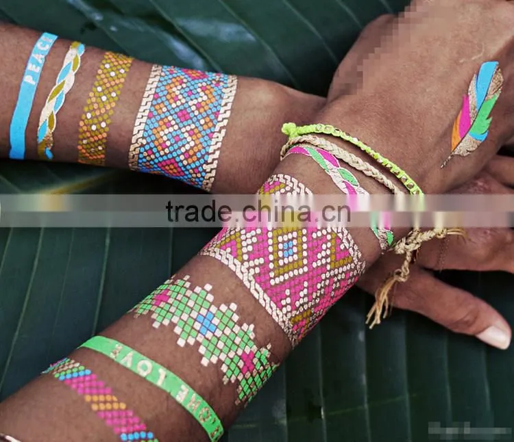 non-toxic temporary metallic fashion water transfer sticker body tattoo