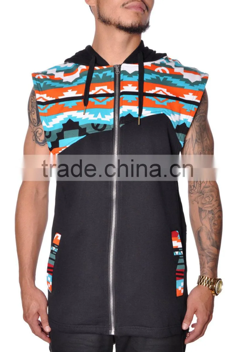 Tribal French Terry Navajo Sleeveless Zip Up Street Hoody