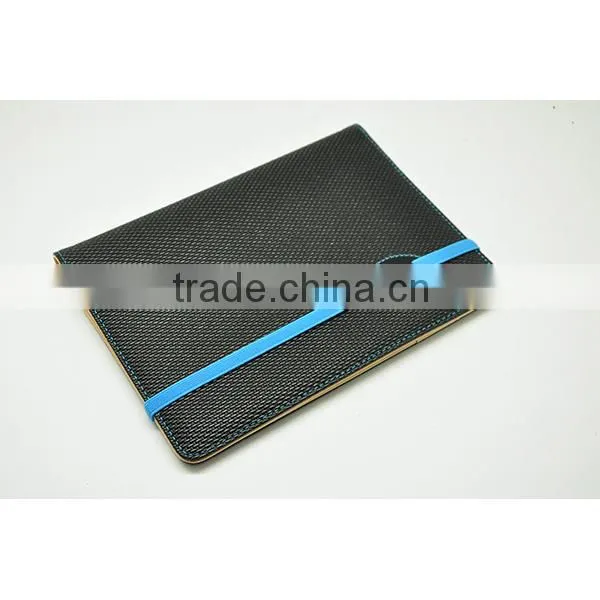 PU leather cut notebook covers with embossed logo and elastic band closure
