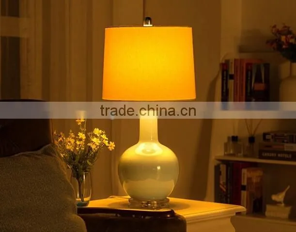 Acrylic Base Ceramic Body With Fabric Round Lampshade Modern Desk Lamp Bedroom Living Room Dining Room Table Lamp