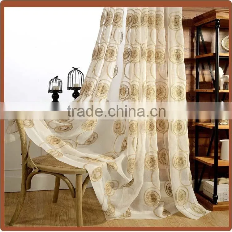 home decoration poly cotton embroidery window curtain / window drapes