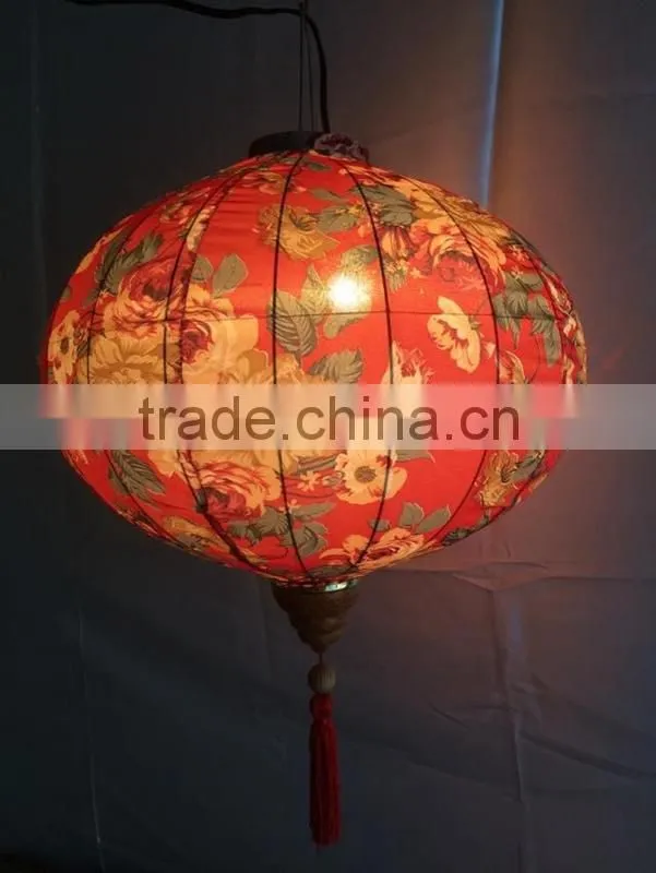 latest design high quality fabric blue round lantern wholesale