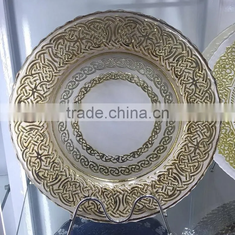 wholesale fancy dishes silver gold glass dish plate
