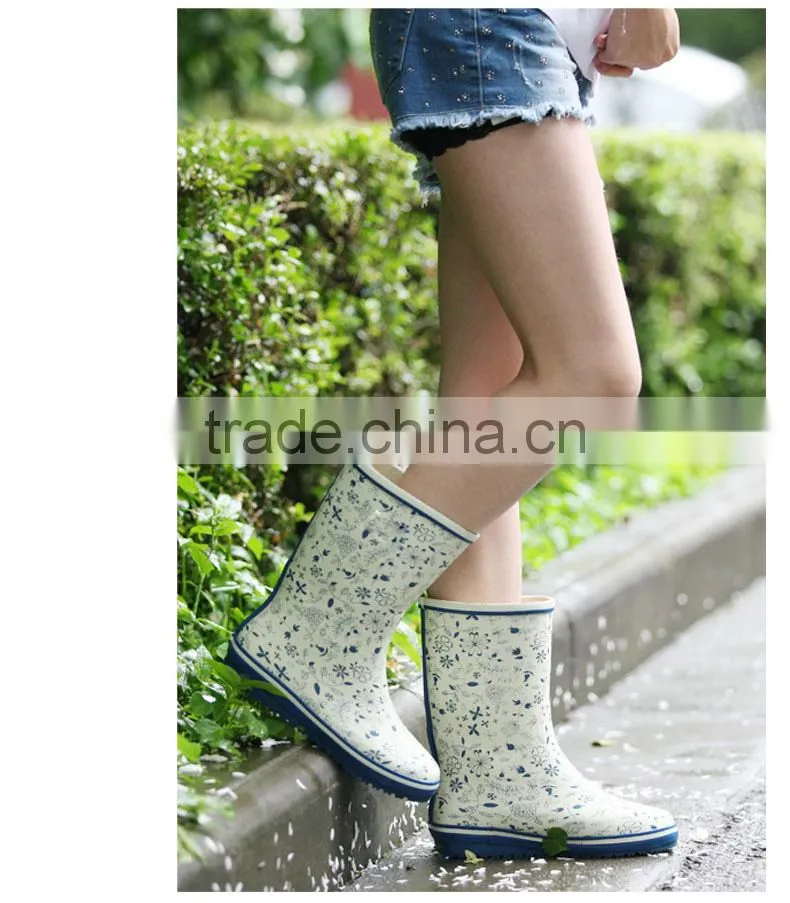Girls Folding Water Nature Rubber Rain Boots