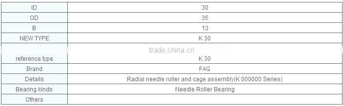 needle roller bearing K30 30x35x13mm