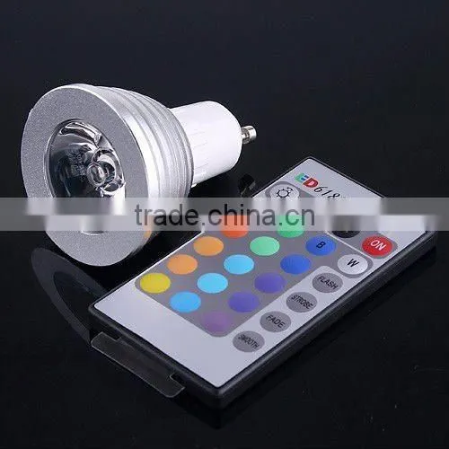 3W GU10 16 Colors RGB LED Light Bulb with Remote Control Energy-saving