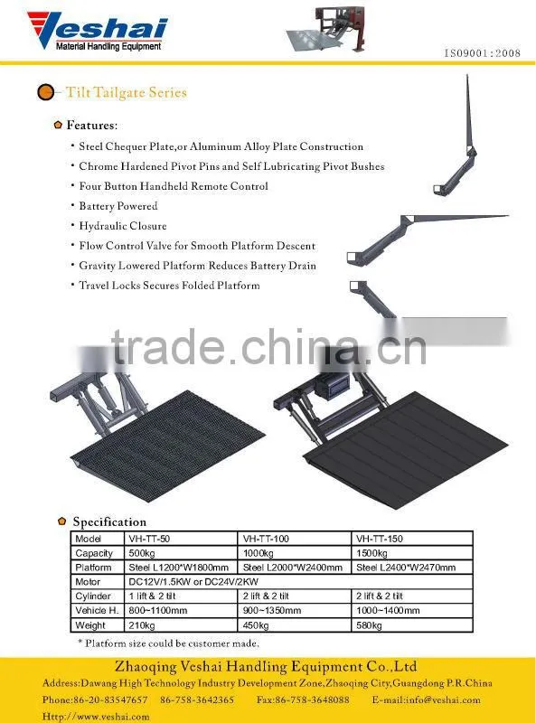 Battery operated Truck Hydraulic Tailgate lift Tilt VH-TT-200