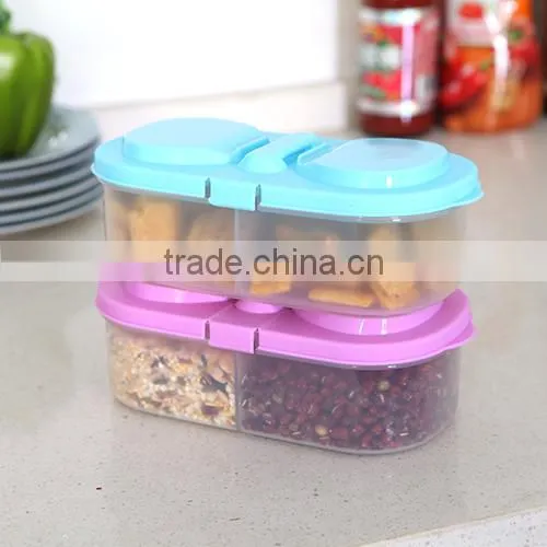 knock-down 2 cells flip cap food storage box-purple