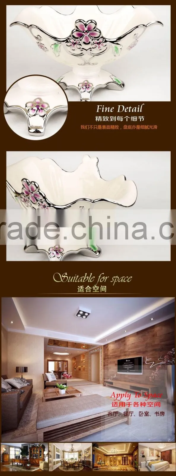 2016 Decoration food fruit tray dish plate / bulk ceramic fruit tray