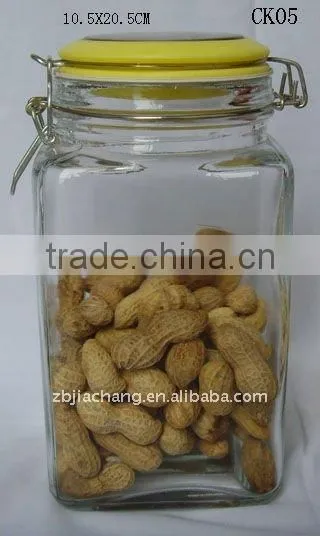 Hot sell- Airtight clear airtight glass jar with metal clip